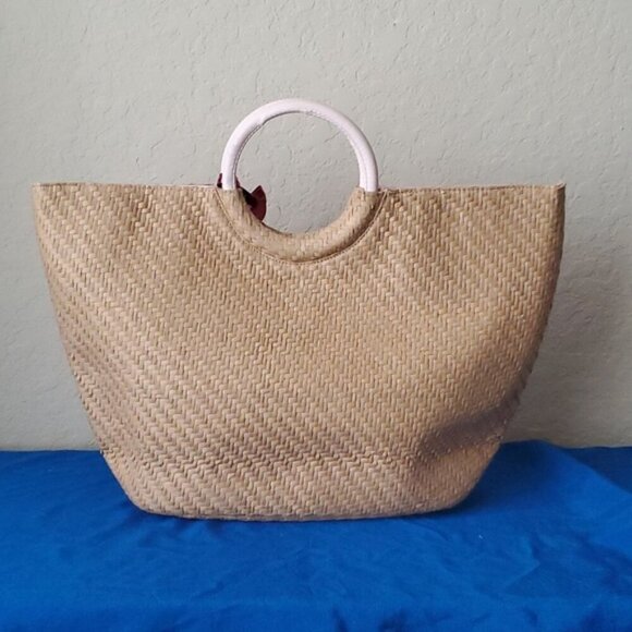 Juicy Couture Straw Tote waterproof lining and handles Beach Bag - Picture 3 of 11